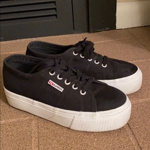 Superga Black Platform Shoes